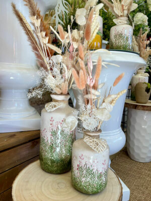 Bouquet composé de fleurs séchées, taille S, vendu avec son vase.